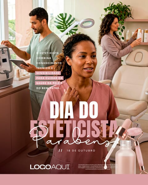 DIA DO ESTETICISTA CUIDADOS COM A PELE SOCIAL MEDIA FLYER PSD EDITÁVEL
