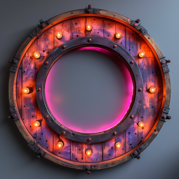 ELEMENTO DE MADEIRA COM LUZES EM 3D | IMAGEM