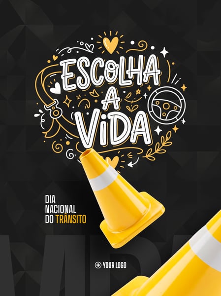 DIA NACIONAL DO TRÂNSITO ESCOLHA A VIDA SOCIAL MEDIA FLYER PSD EDITÁVEL