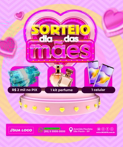 SORTEIO DIA DAS MÃES REDES SOCIAIS EDITÁVEL