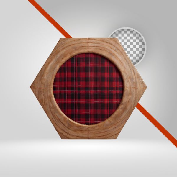 CÍRCULO 3D SÃO JOÃO, HEXÁGONO DE MADEIRA, ELIPSE PRA TEXTO, ELEMENTO PNG, FUNDO TRANSPARENTE, AZUL, RUSTICO, JUNINO 3D