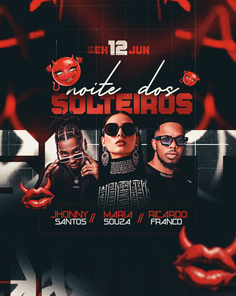 FLYER EVENTO NOITE DOS SOLTEIROS PSD EDITÁVEL