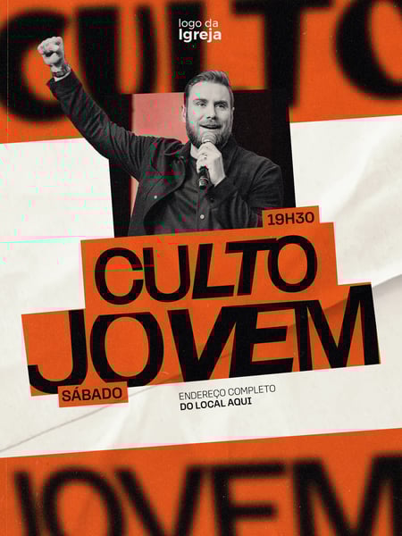 GOSPEL CULTO DE JOVENS SOCIAL MEDIA 2 PSD EDITÁVEL