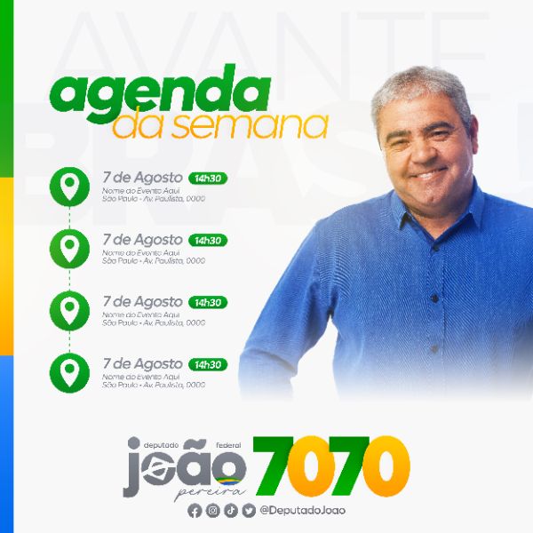 TEMPLATE CAMPANHA POLÍTICA BRASIL AGENDA DA SEMANA POST INSTAGRAM