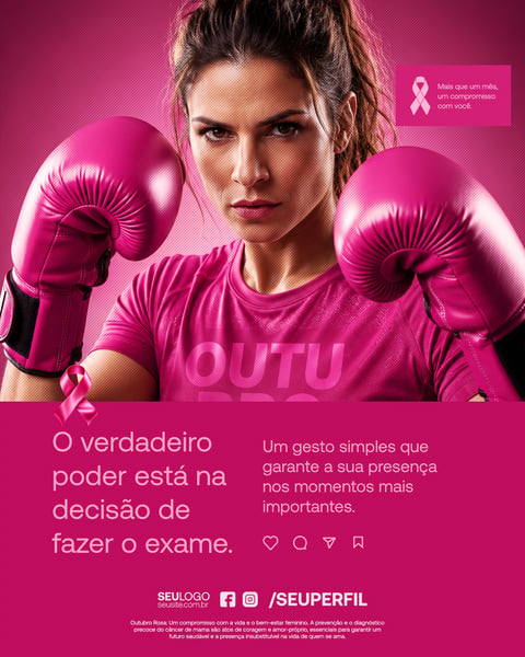 Template Outubro Rosa Conscientização Mulher Social Media PSD Editável