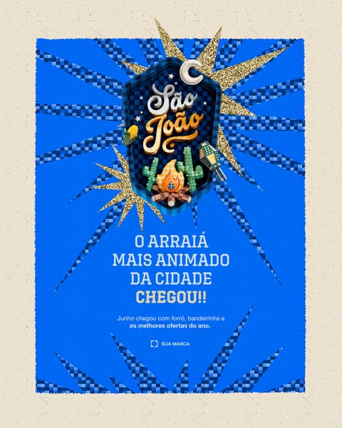 Post São João e Festa Junina Supermercado Social Media PSD Canva Editável