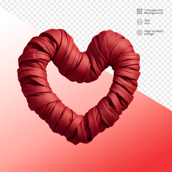 CORAÇÃO DE FITA -  ELEMENTO 3D CORAÇÃO  PARA COMPOSIÇÃO