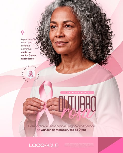 OUTUBRO ROSA CONSCIENTIZAÇÃO CÂNCER DE MAMA SOCIAL MEDIA FLYER PSD EDITÁVEL