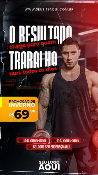 POST STORY - ACADEMIA - O RESULTADO CHEGA PARA QUEM TRABALHA DURO TODOS OS DIAS!