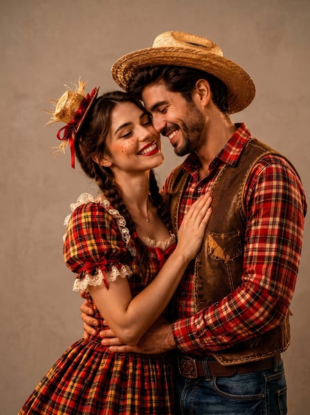 CASAL DE NAMORADOS CAIPIRAS FESTA JUNINA E SÃO JOÃO 02