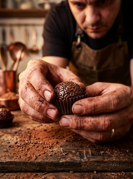 Confeiteiro fazendo um brigadeiro 3