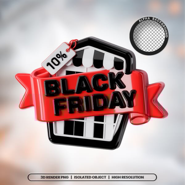 WIH SELO 3D RENDER BLACK FRIDAY ELEMENTO ÍCONE PSD PNG (332)