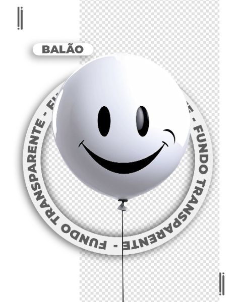 BEXIGA | BALÃO BRANCO COM ROSTO FELIZ | IMAGEM SEM FUNDO | PSD EDITÁVEL