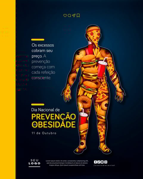 DIA NACIONAL DE PREVENÇÃO DA OBESIDADE 11 DE OUTUBRO SOCIAL MEDIA PSD EDITÁVEL 8