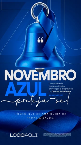 NOVEMBRO AZUL SINOS E LAÇO DE PREVENÇÃO SOCIAL MEDIA FLYER PSD EDITÁVEL STORY
