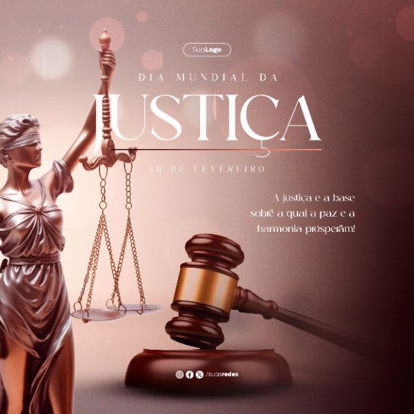 DIA MUNDIAL DA JUSTIÇA 20 DE FEVEREIRO SOCIAL MEDIA POST FEED