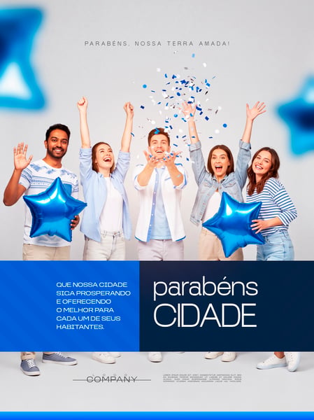 ANIVERSÁRIO DA CIDADE CELEBRAÇÃO PESSOAS SOCIAL MEDIA FLYER PSD EDITÁVEL