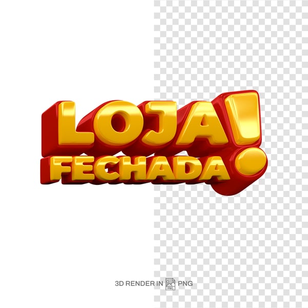 3D RENDER LETTERING LOJA FECHADA RED YELLOW POSITION TWO