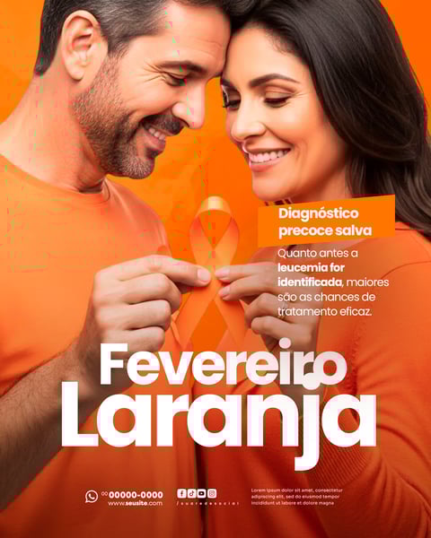 FEVEREIRO LARANJA MÊS DE CONSCIENTIZAÇÃO E COMBATE À LEUCEMIA SOCIAL MEDIA PSD EDITÁVEL 4