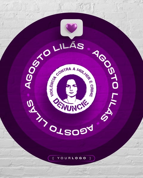 ARTE CIRCULAR AGOSTO LILÁS CONSCIENTIZAÇÃO FEMININA PSD EDITÁVEL