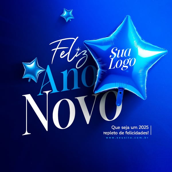 AZZ SOCIAL MEDIA FELIZ ANO NOVO FEED QUE SEJA UM 2025 REPLETO DE FELICIDADES PSD EDITÁVEL