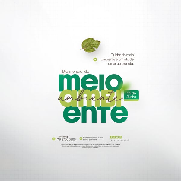 05 DE JUNHO - DIA MUNDIAL DO MEIO AMBIENTE SOCIAL MEDIA PSD EDITÁVEL
