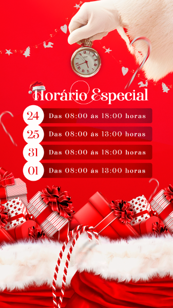 HORÁRIO ESPECIAL DE NATAL EXPEDIENTE COMERCIAL POST STORIES SOCIAL MEDIA NATAL FELIZ NATAL