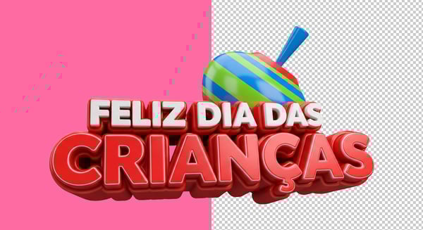 SELO 3D PEÃO FELIZ DIA DAS CRIANÇAS PNG TRANSPARENTE