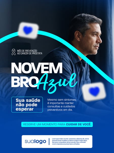 NOVEMBRO AZUL MÊS DE COMBATE AO CÂNCER DE PRÓSTATA SOCIAL MEDIA PSD EDITÁVEL 2
