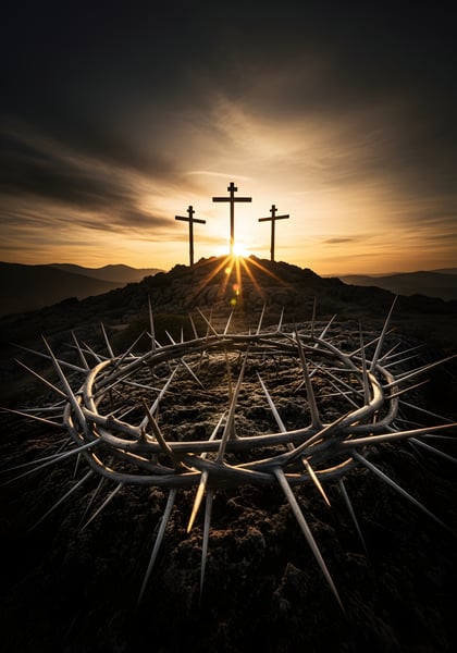 3 CRUZ NO MONTE DO CALVÁRIO ONDE JESUS FOI CRUCIFICADO COM A COROA DE ESPINHOS EM BAIXO 03