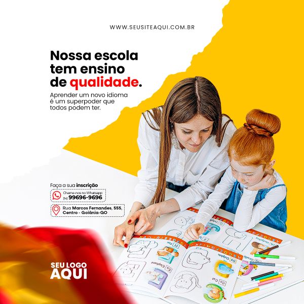 AULAS DE ESPANHOL | IDIOMAS | ESCOLA | SOCIAL MEDIA | PSD EDITÁVEL