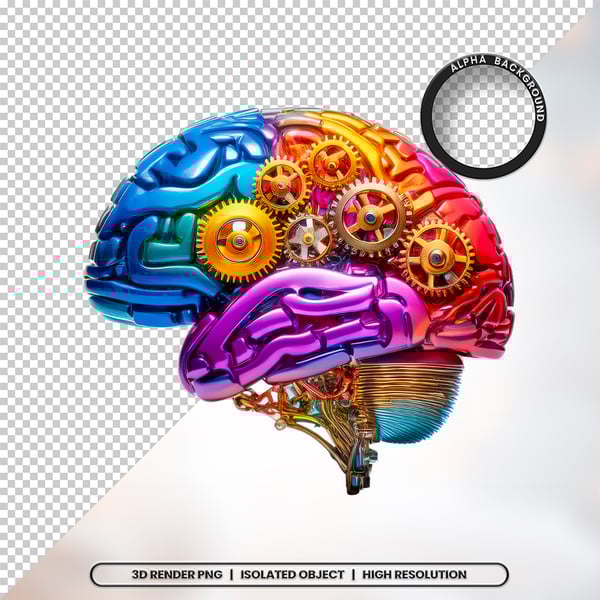 3D RENDER CÉREBRO NEUROCIÊNCIA ELEMENTO ÍCONE PSD PNG