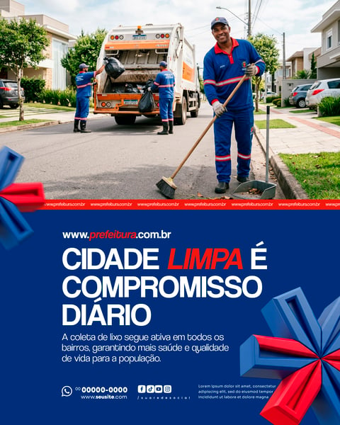 CIDADE LIMPA COLETA LIXO PREFEITURA SOCIAL MEDIA PSD EDITÁVEL