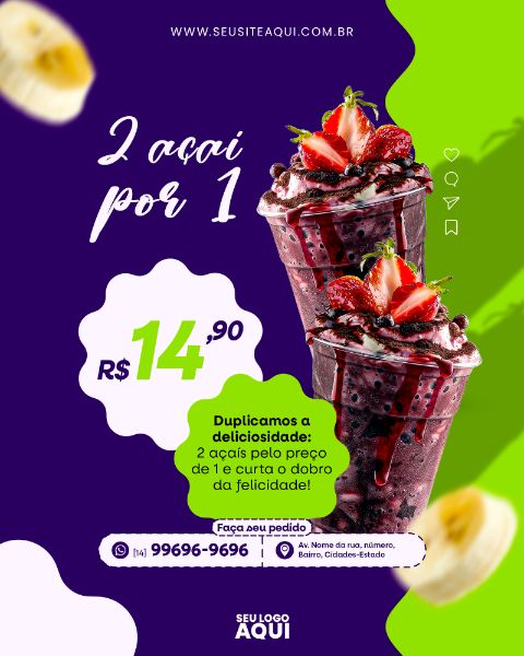 AÇAÍTERIA E SORVETERIA - SOCIAL MEDIA - PSD EDITÁVEL