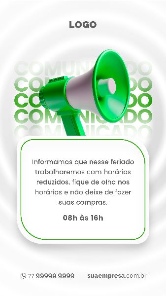 SOCIAL MEDIA PARA AVISOS E COMUNICADOS - VERDE