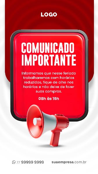 SOCIAL MEDIA PARA AVISOS E COMUNICADOS - VERMELHO