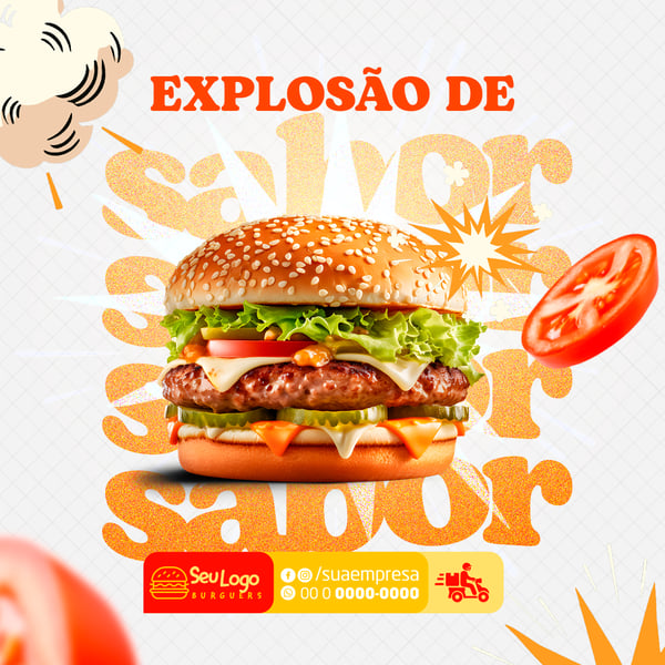 FLYER SOCIAL MEDIA EXPLOSÃO DE SABOR FEED PSD EDITÁVEL