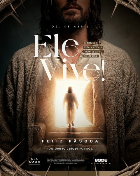 FELIZ PÁSCOA 05 DE ABRIL ELE VIVE SOCIAL MEDIA PSD EDITÁVEL 4