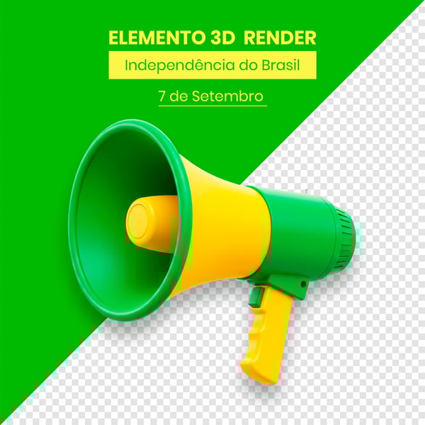 MEGAFONE ELEMENTO INDEPENDÊNCIA DO BRASIL 7 DE SETEMBRO 3D COMPOSIÇÃO
