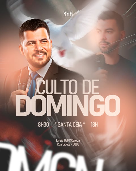 FLYER GOSPEL CULTO DE DOMINGO SANTA CEIA PSD FEED