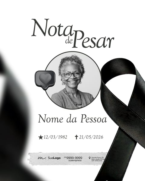 NOTA DE PESAR SOCIAL MEDIA PSD EDITÁVEL