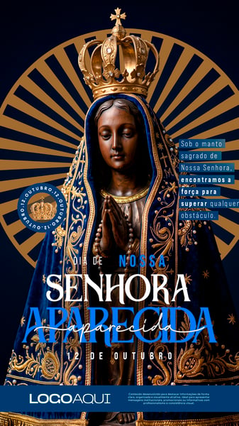 DIA DE NOSSA SENHORA APARECIDA DEVOCÃO CATÓLICA SOCIAL MEDIA FLYER PSD EDITÁVEL STORY