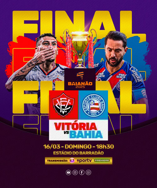 FLYER ESPORTIVO FUTEBOL FINAL BAHIA vs VITÓRIA REDES SOCIAIS