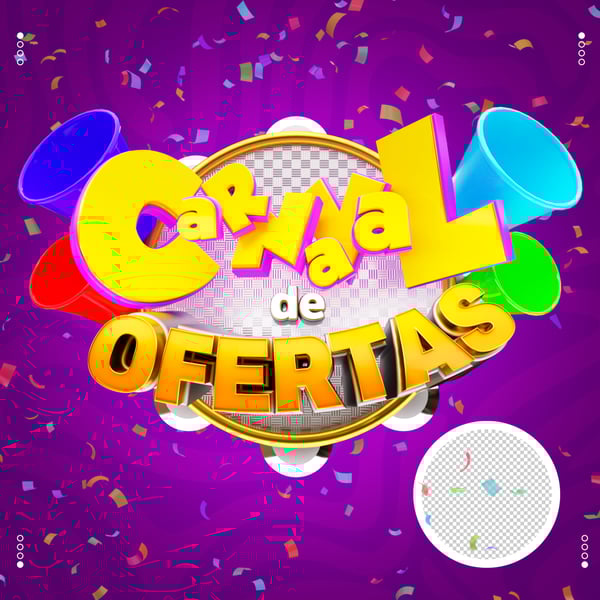 Selo 3D Carnaval de Ofertas para Composição