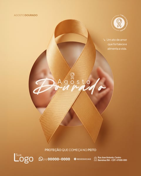 AGOSTO DOURADO MÊS DO ALEITAMENTO MATERNO SOCIAL MEDIA PSD EDITÁVEL 9