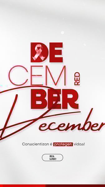 RED DECEMBER MÊS DE LUTA E CONSCIENTIZAÇÃO CONTRA AIDS, HIV E OUTRAS ISTs SOCIAL MEDIA EDITÁVEL PSD
