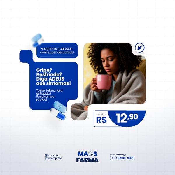 FARMÁCIA REMÉDIOS CÁPSULA FORMULAS MEDICAMNETOS PROMOÇÃO SOCIAL MEDIA PSD EDITÁVEL