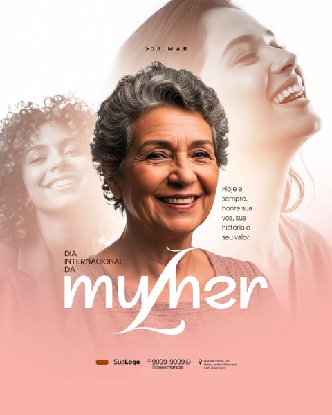 DIA INTERNACIONAL DA MULHER 08 DE MARÇO HOMENAGEM SOCIAL MEDIA PSD EDITÁVEL 1