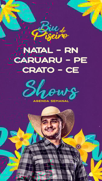 FLYER AGENDA SEMANAL BIU DO PISEIRO VERÃO 2026 STORY PSD EDITÁVEL 15