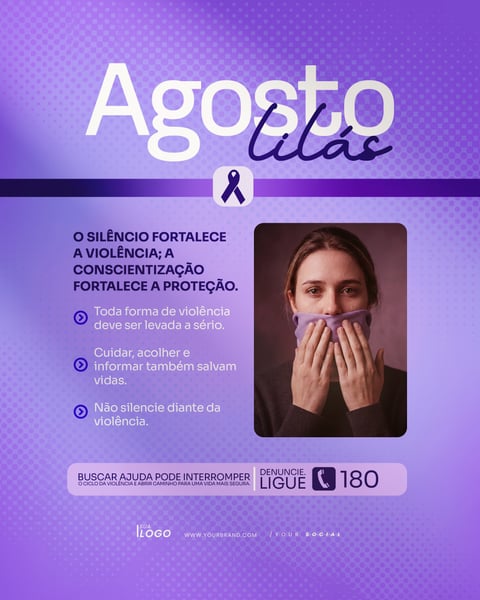 AGOSTO LILÁS CAMPANHA COMBATE À VIOLÊNCIA CONTRA A MULHER SOCIAL MEDIA PSD EDITÁVEL 5
